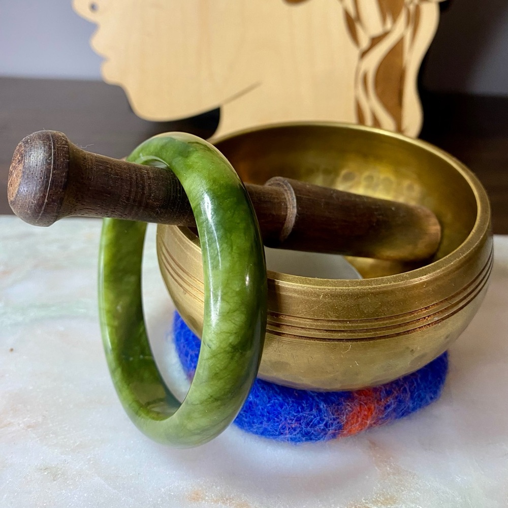 Dark Green Nephrite Jade Bangle Bracelet 63mm